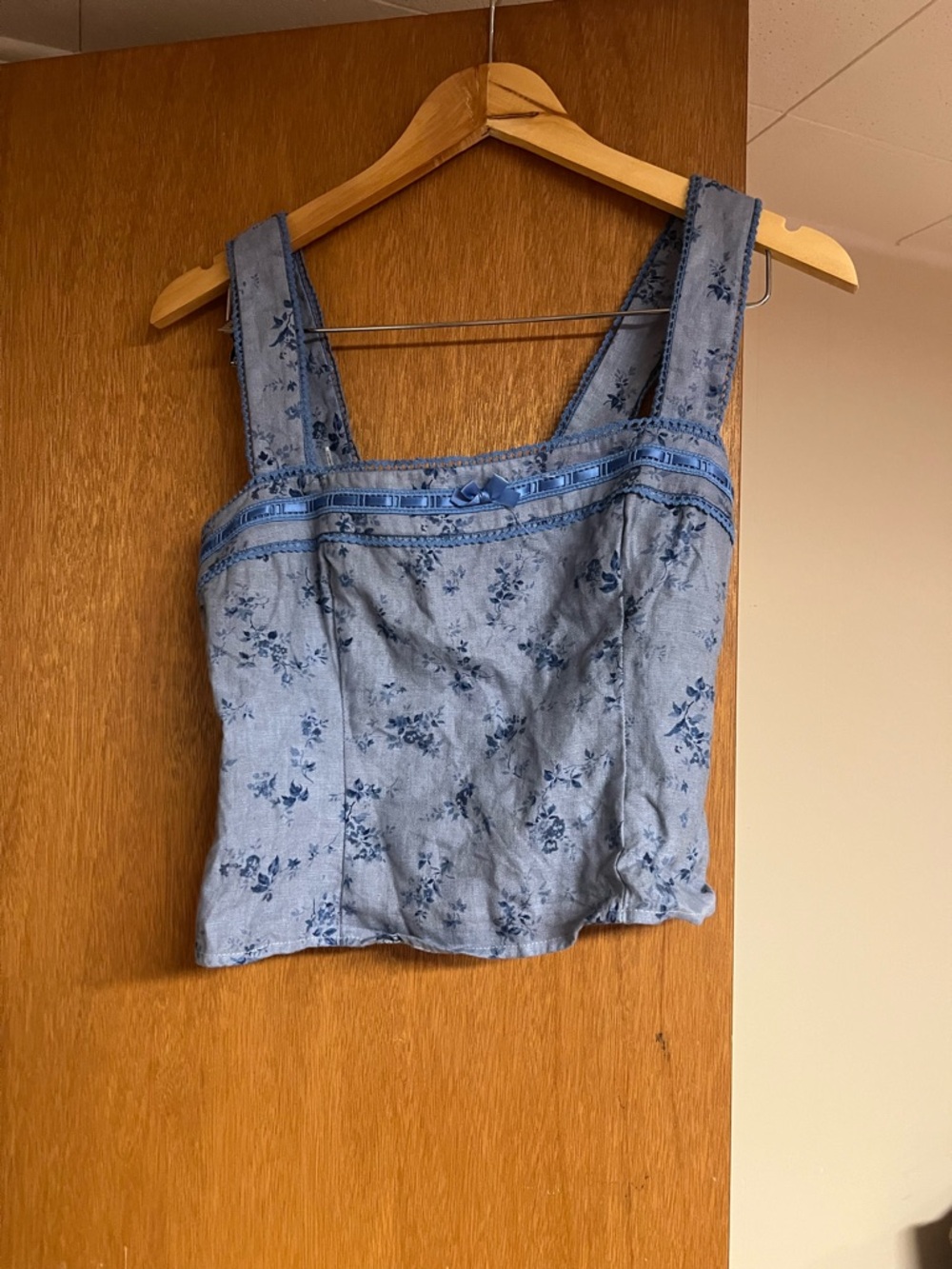 Reformation Blue Floral Square-Neck Camisole